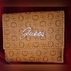 Guess Tan Monogram Wallet ID Card Holder